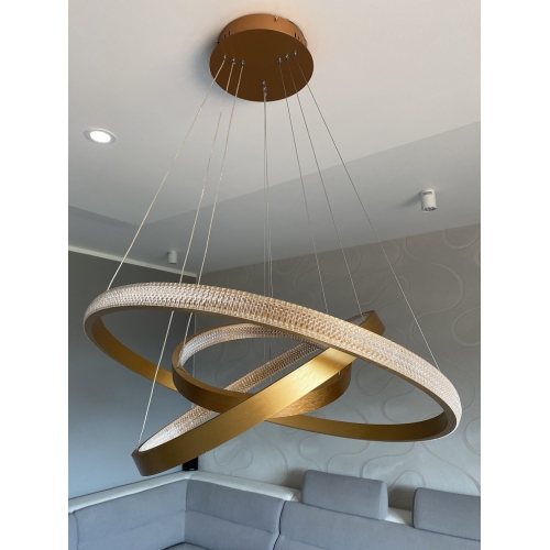 Złota wisząca lampa LED ring 80cm 112Watt L130